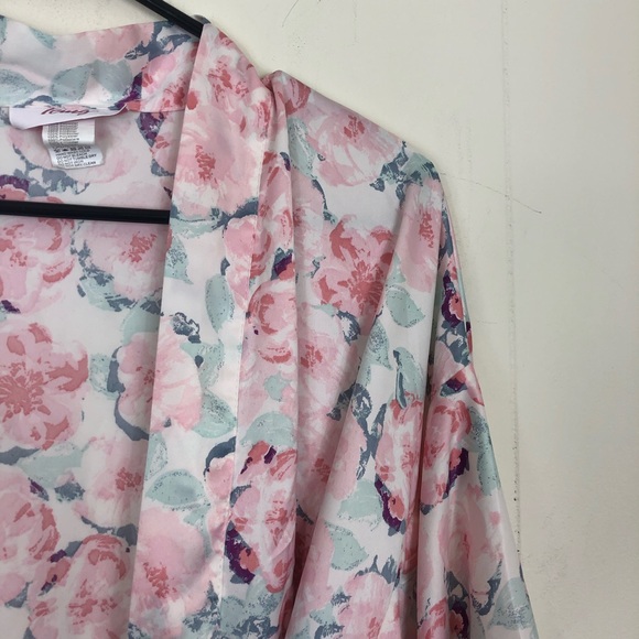 Floral Print Belted Satin Robe Sz S/M - Picture 5 of 9